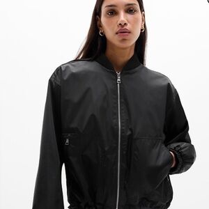 Women's Black Sateen Bomber Jacket
